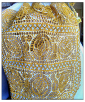 Ženský ľudový kroj s bohato vyšívanou zásterou